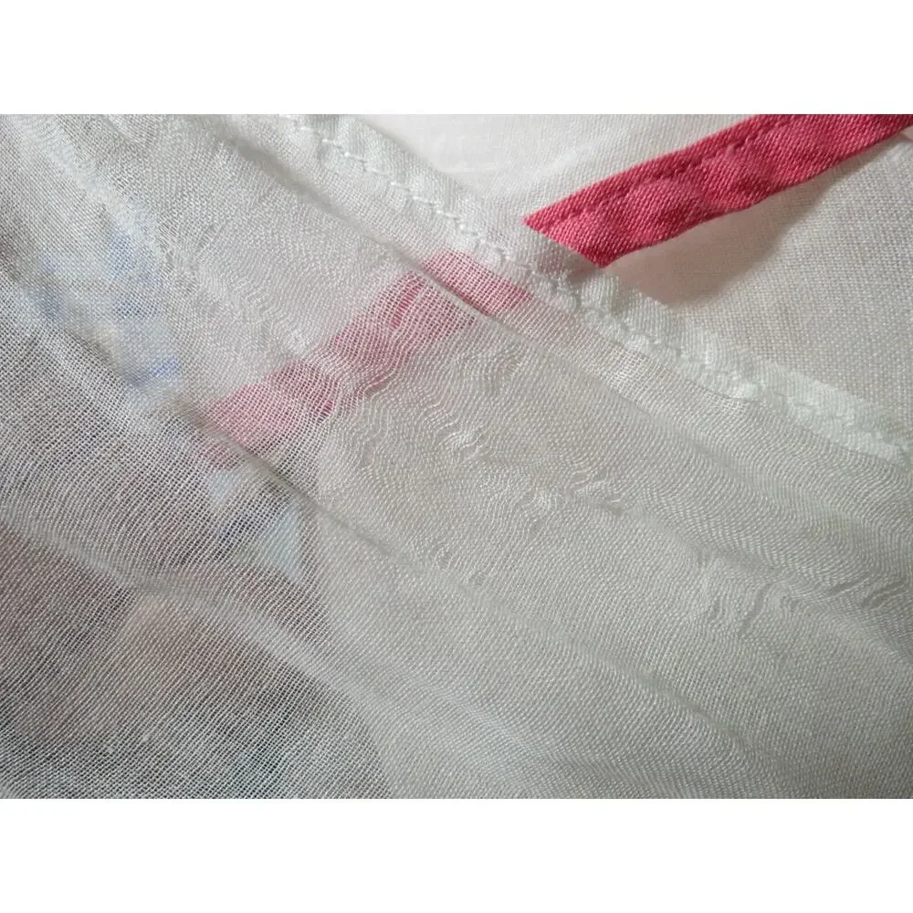 Vintage Waist Apron Sheer White with Pink Trim Layered Ruffle Retro